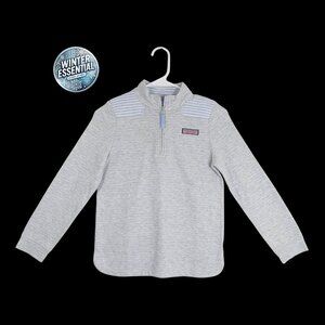 Vineyard Vines Kids 14 L Quarter Zip Pullover Gray Blue Stripes